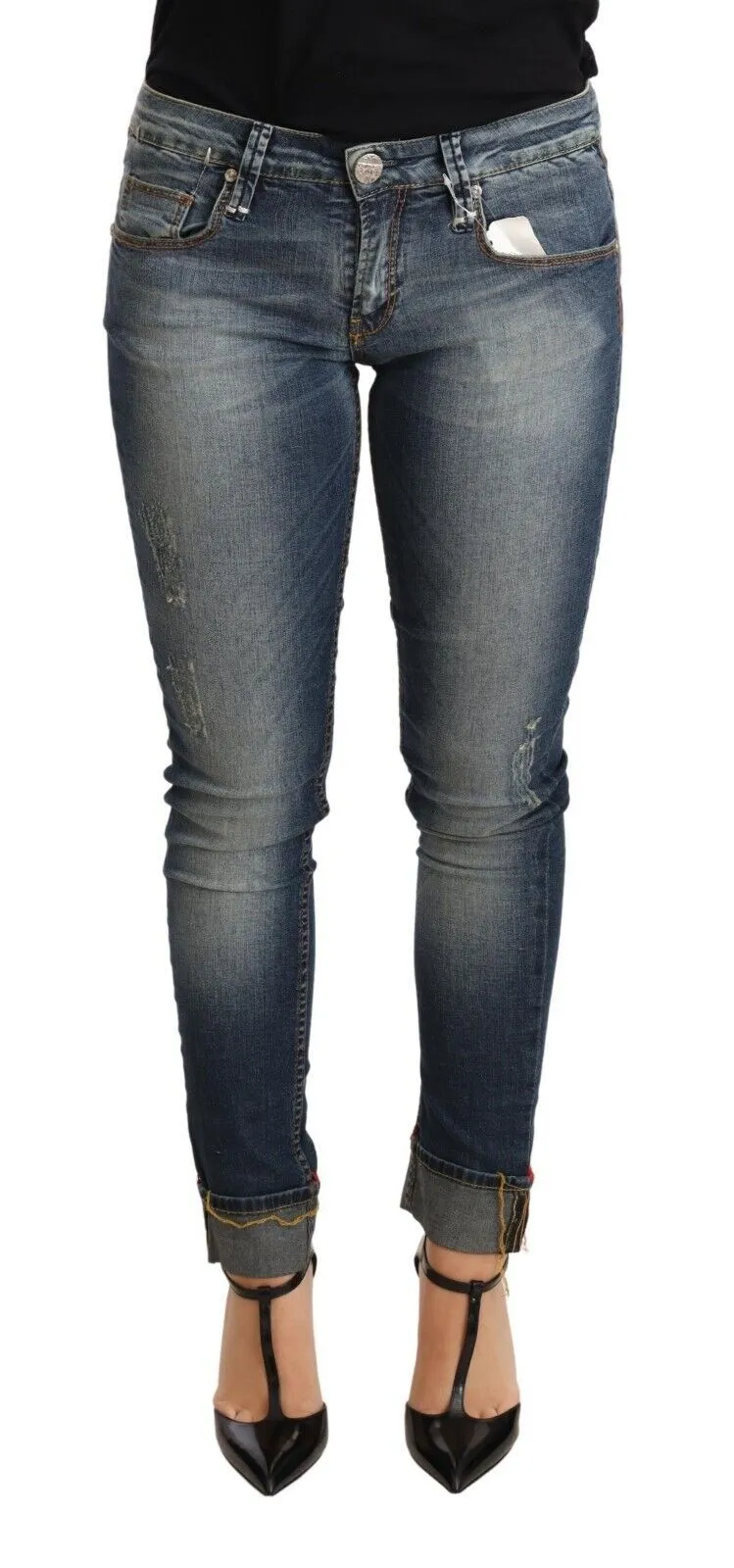 Acht Women's Chic Blue Washed Skinny Denim