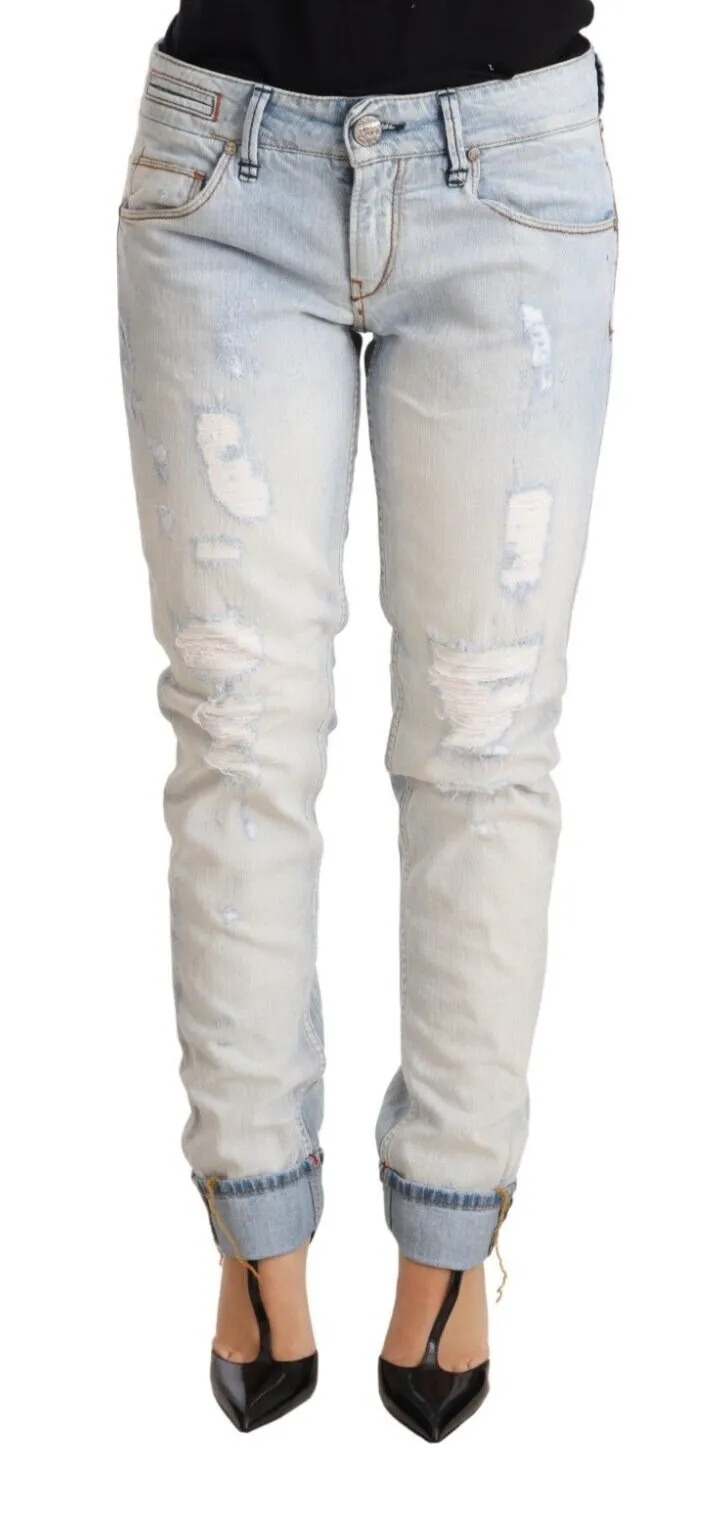 Acht Women's Chic Light-Blue Folded Hem Denim Jeans