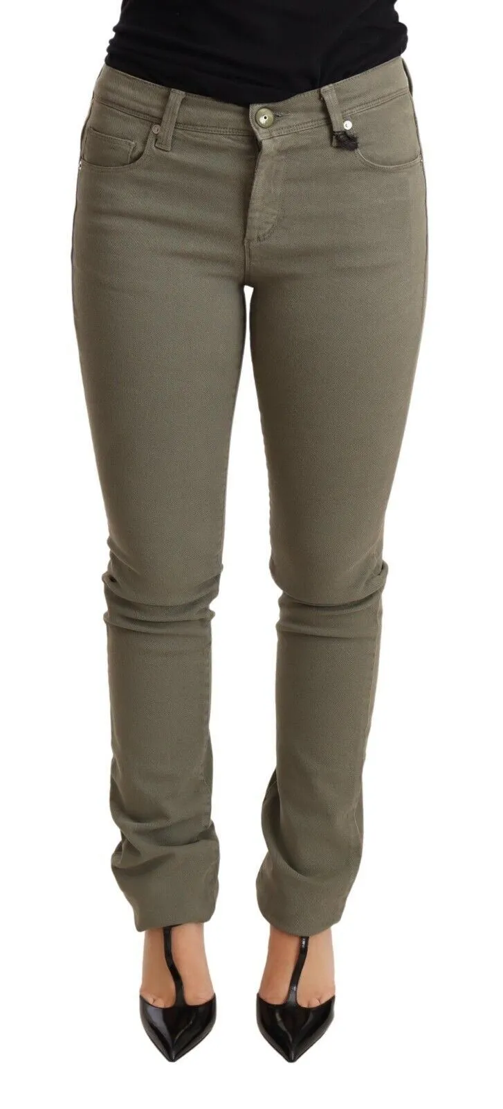 Ermanno Scervino Women's Chic Green Low Waist Skinny Jeans