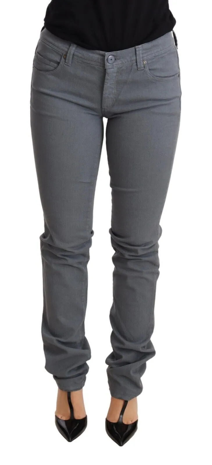 Ermanno Scervino Women's Sleek Gray Low Waist Skinny Jeans