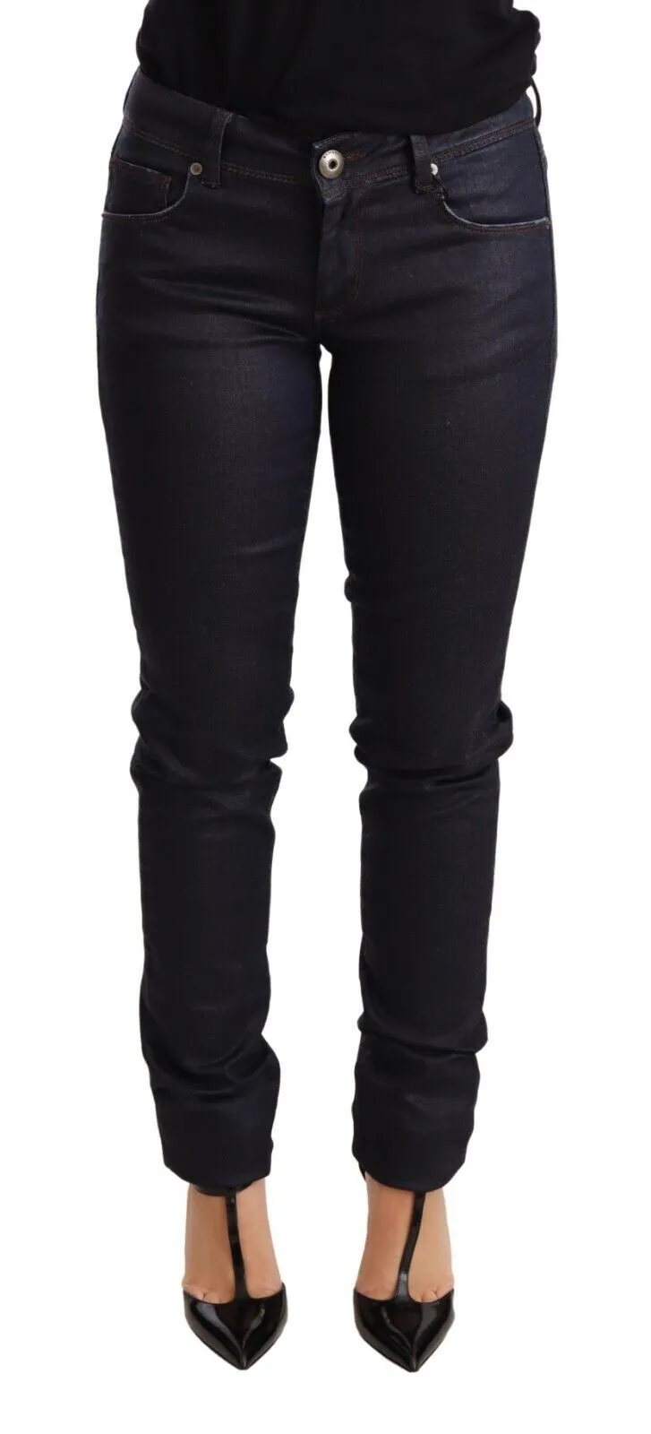 Ermanno Scervino Women's Chic Dark Blue Low Waist Skinny Jeans