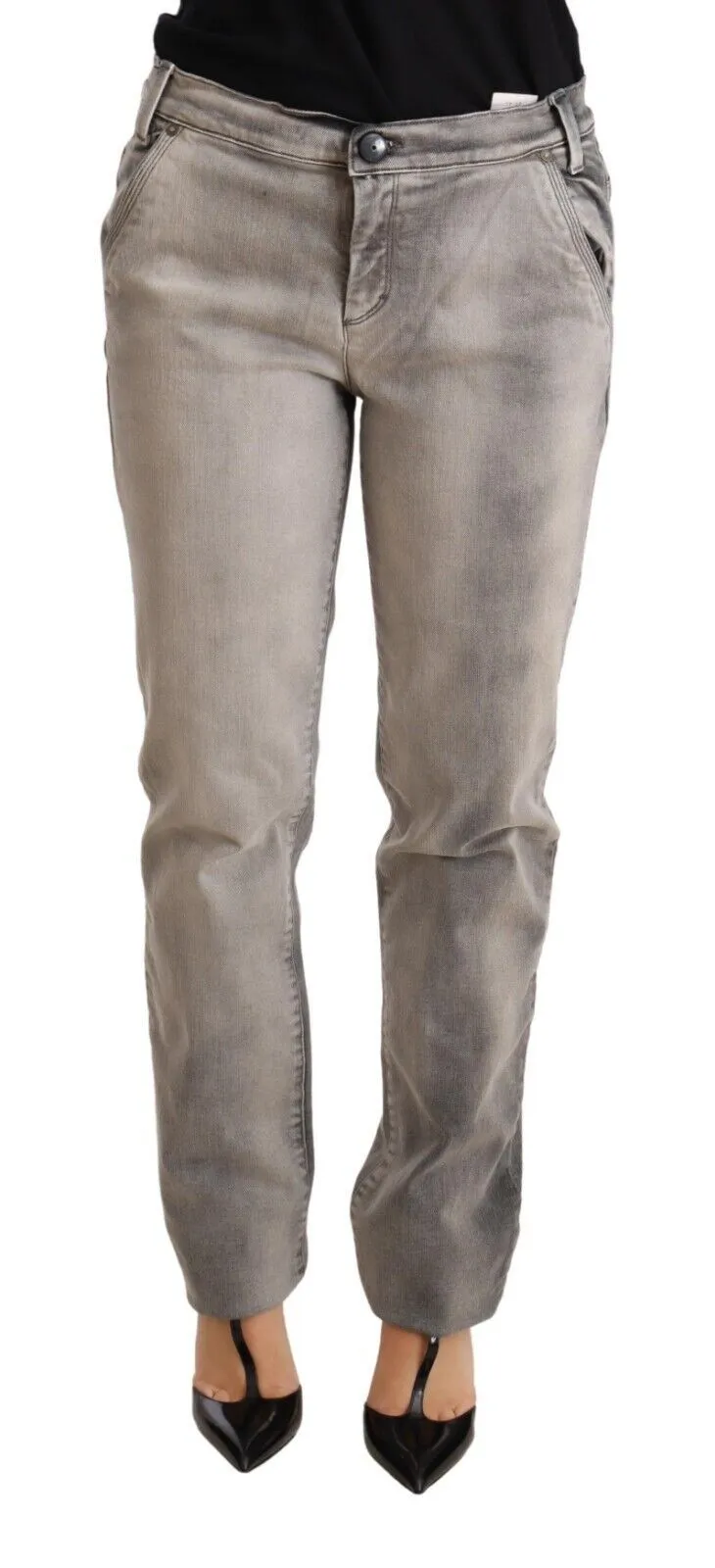 Ermanno Scervino Women's Chic Gray Washed Low Waist Skinny Jeans