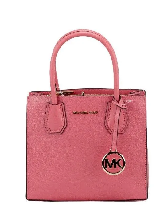 Michael Kors Women's Mercer Medium Grapefruit Leather Messenger Crossbody Handbag Purse