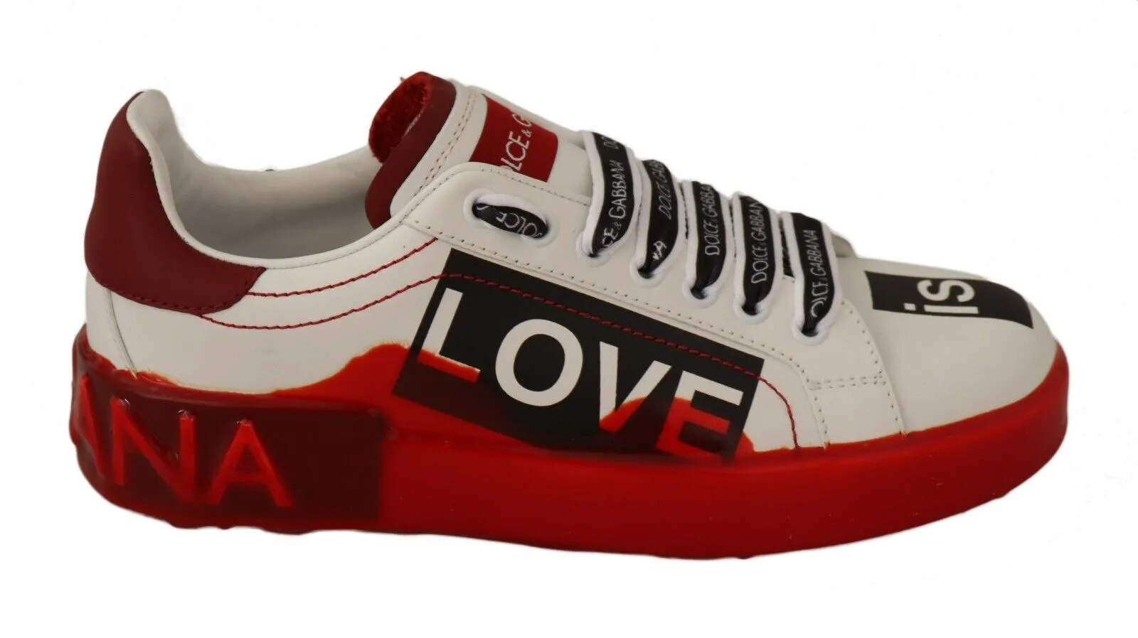 Dolce & Gabbana Women's Asymmetrical Graphic Leather Sneakers