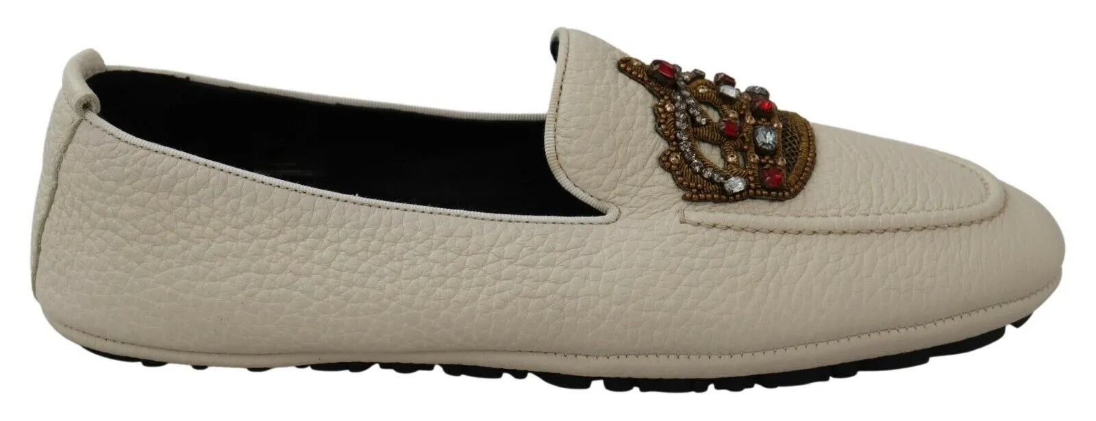 Dolce & Gabbana Men's Elegant Beige Leather Loafers Slides Dress Shoes