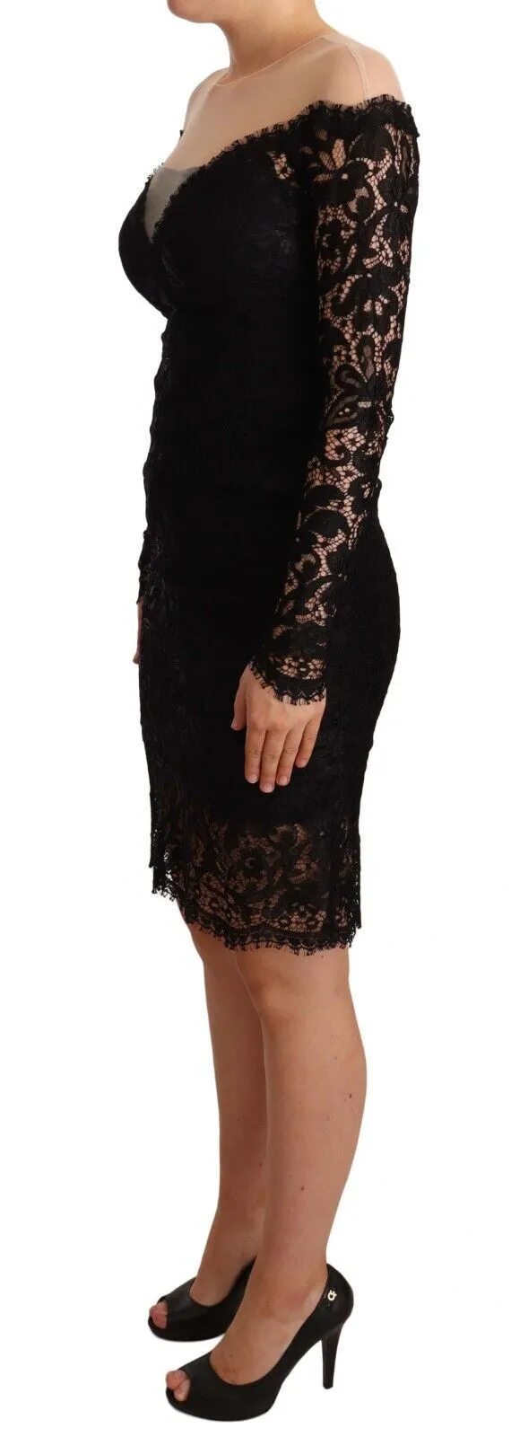 Dolce & Gabbana Women's Elegant Black Lace Knee-Length Dress