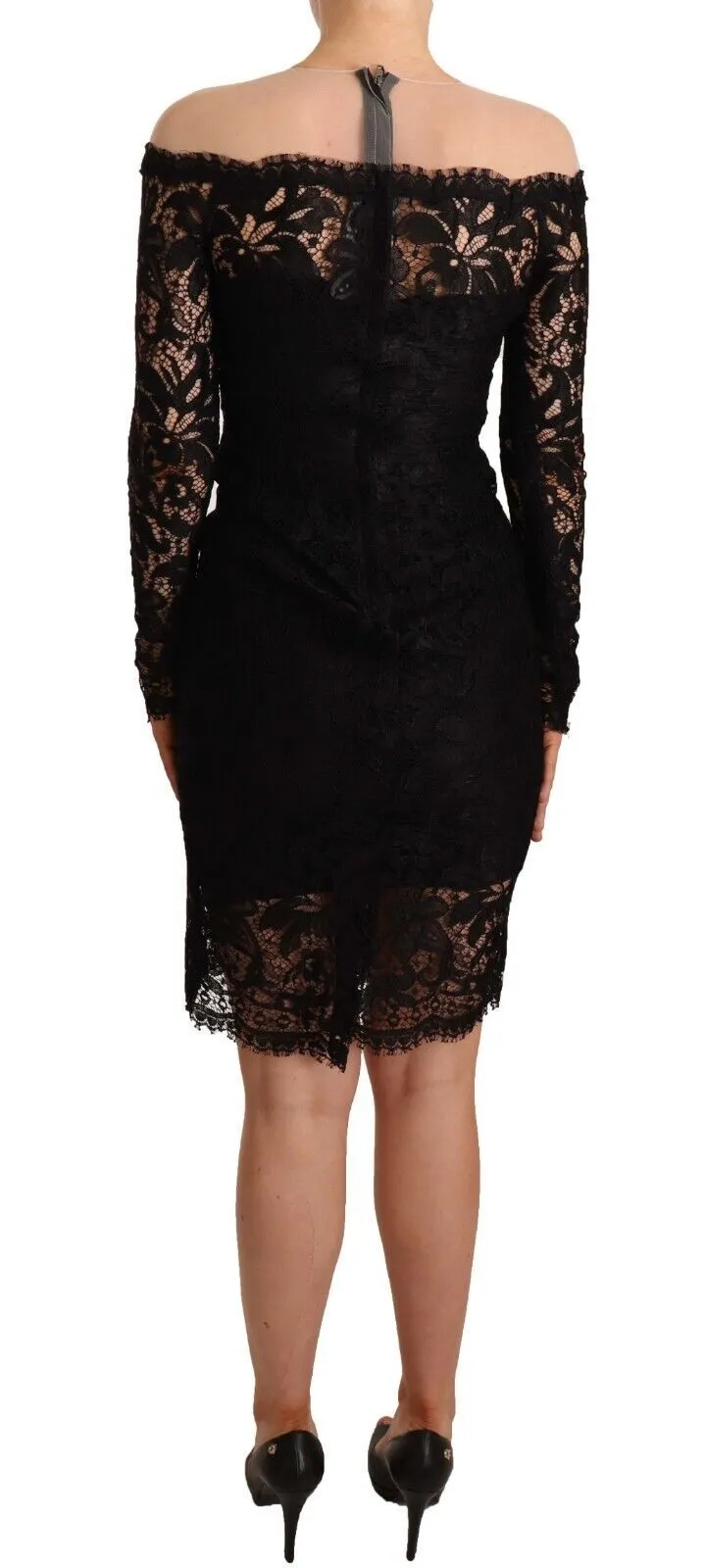 Dolce & Gabbana Women's Elegant Black Lace Knee-Length Dress