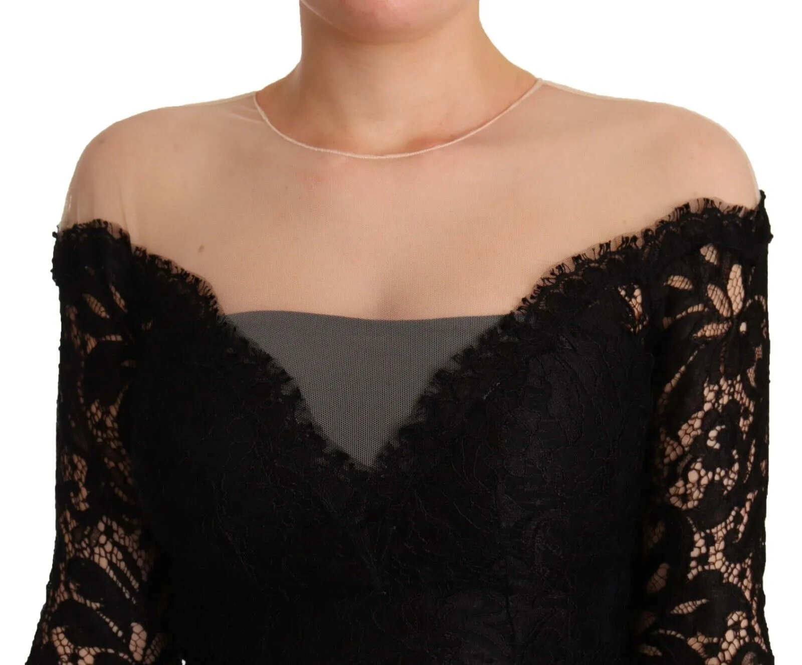 Dolce & Gabbana Women's Elegant Black Lace Knee-Length Dress