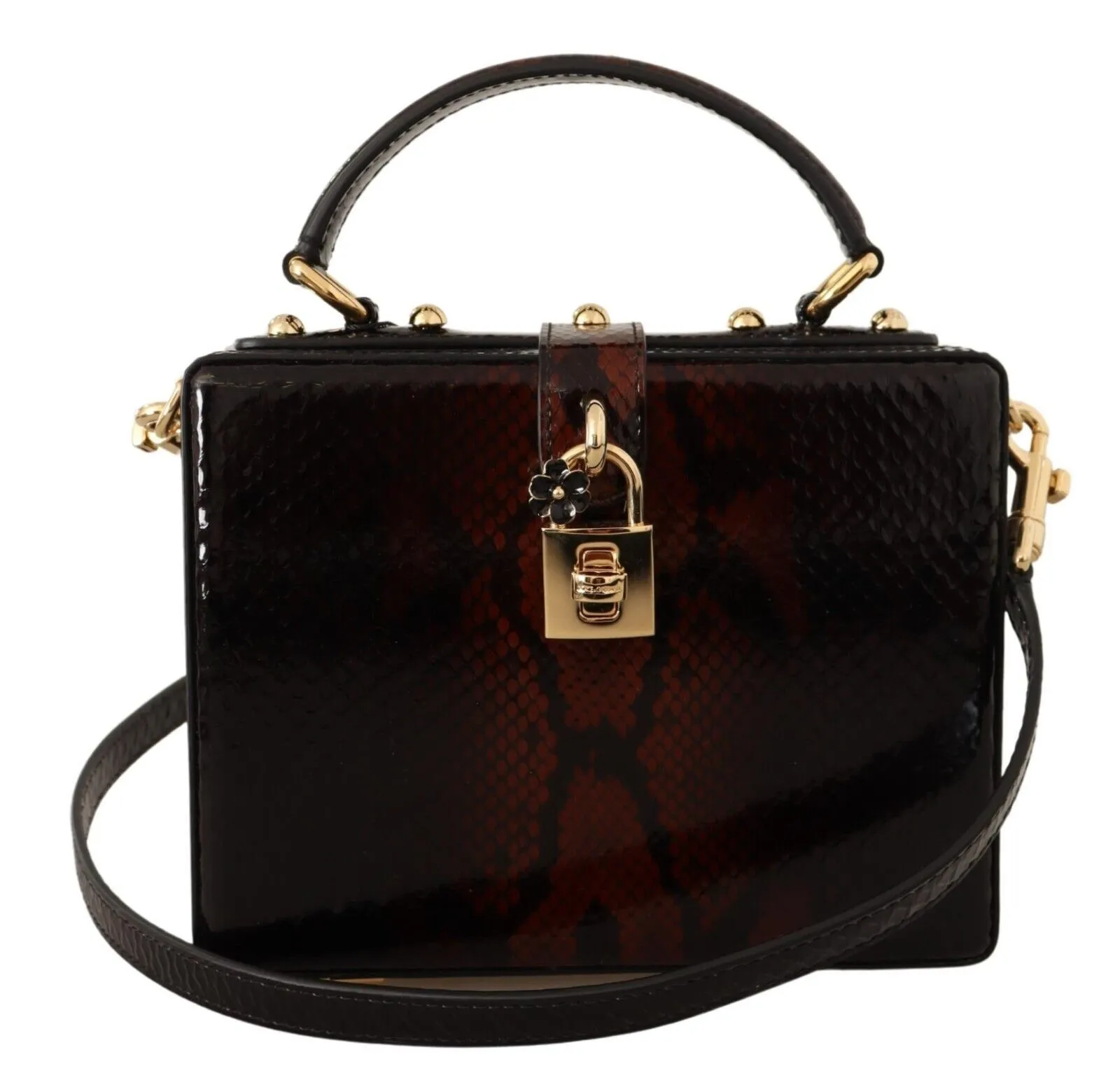 Dolce & Gabbana Women's Elegant Bordeaux & Black Python Leather Crossbody Bag