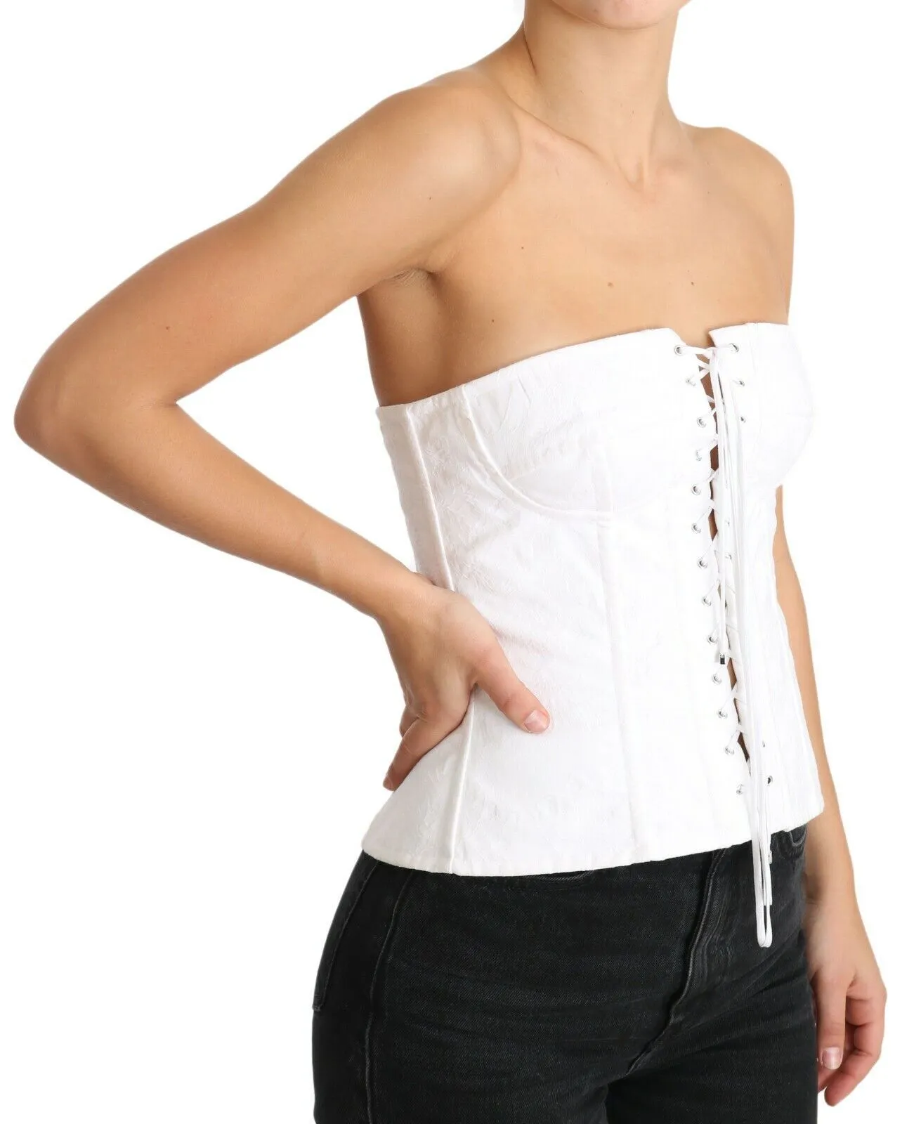 Dolce & Gabbana Women's Elegant White Strapless Corset Top