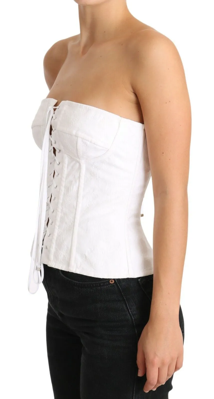 Dolce & Gabbana Women's Elegant White Strapless Corset Top