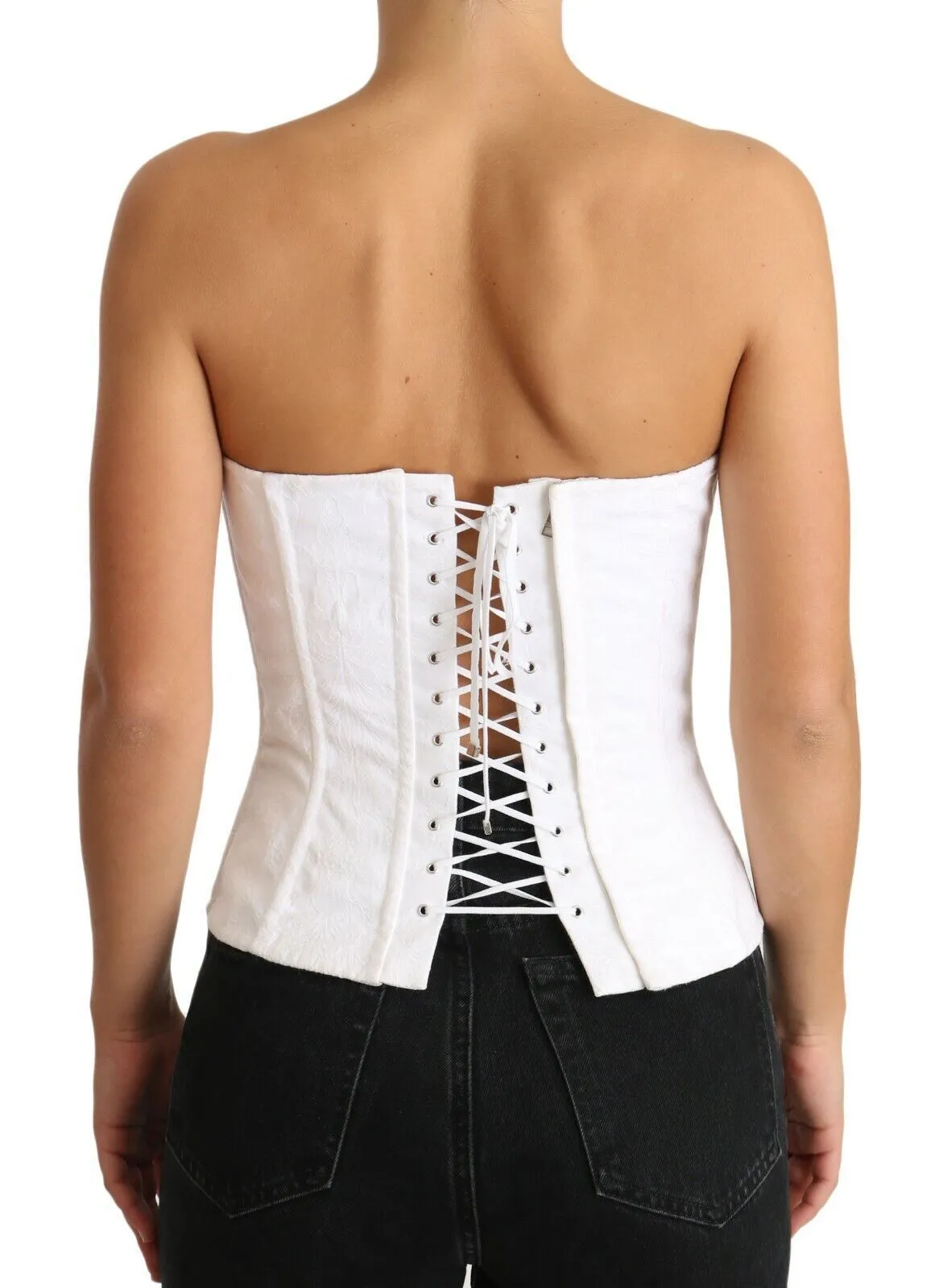 Dolce & Gabbana Women's Elegant White Strapless Corset Top