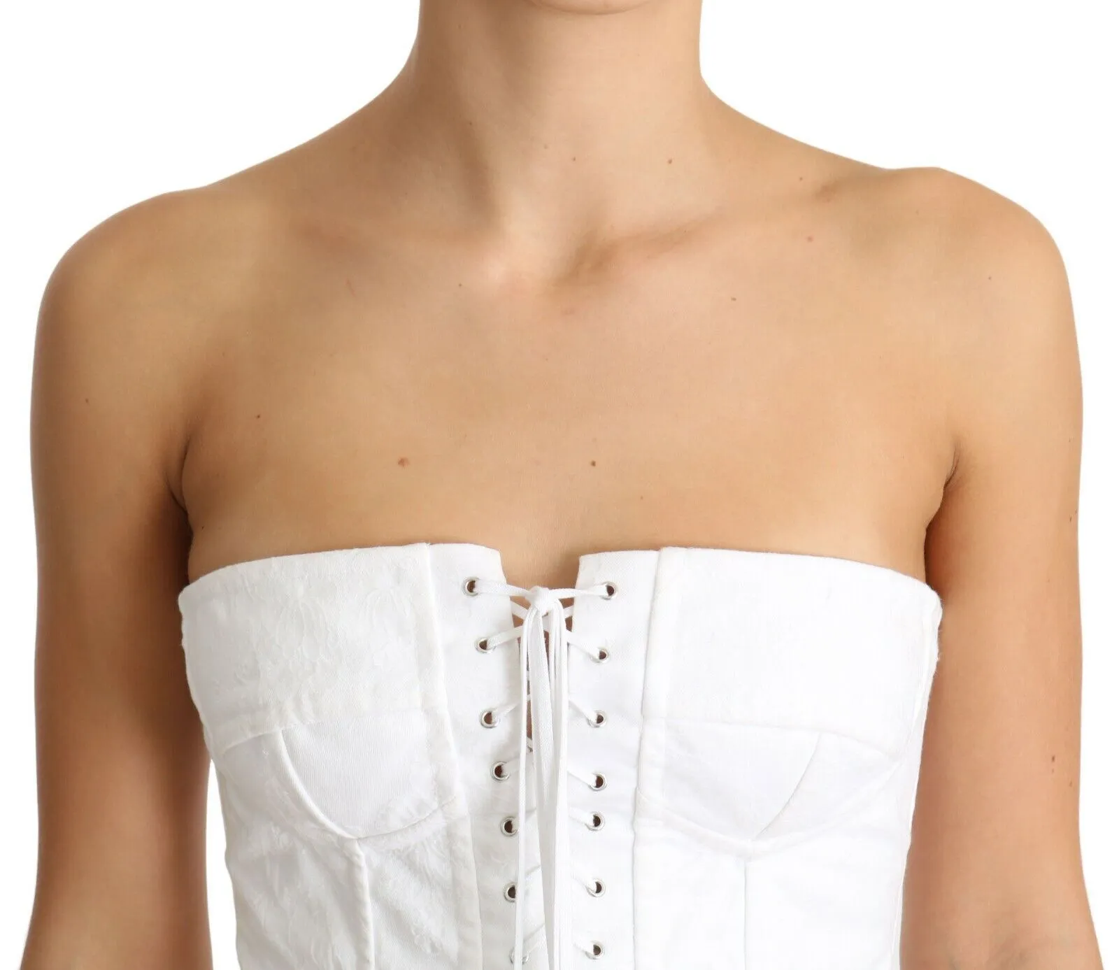 Dolce & Gabbana Women's Elegant White Strapless Corset Top