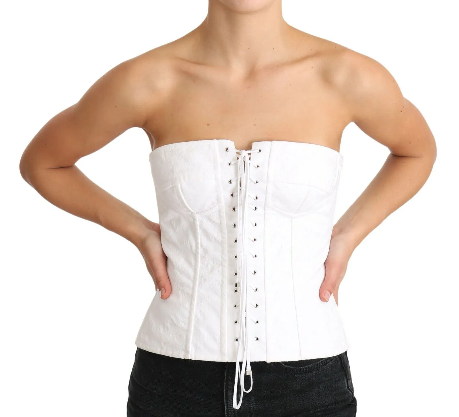 Dolce & Gabbana Women's Elegant White Strapless Corset Top