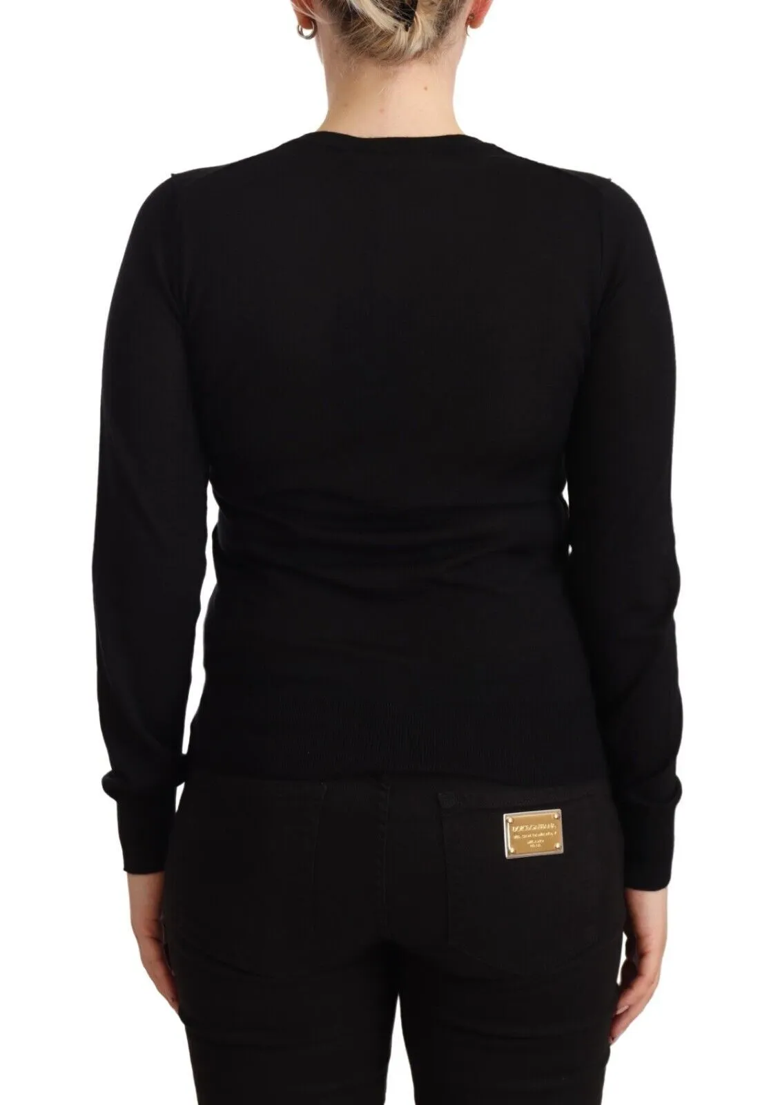 Dolce & Gabbana Women's Elegant Floral Embroidery Cashmere Sweater