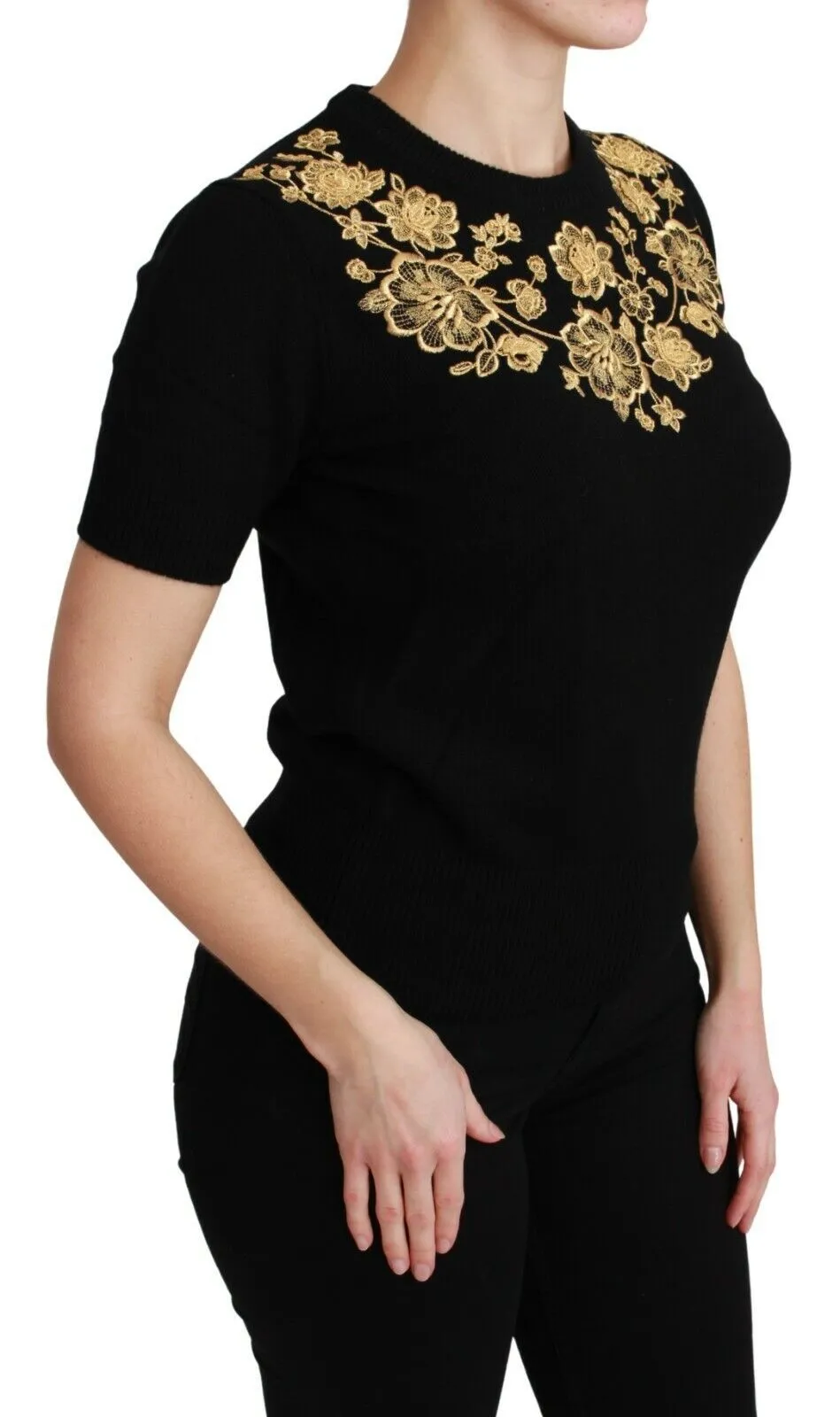Dolce & Gabbana Women's Elegant Black Cashmere Sweater Top