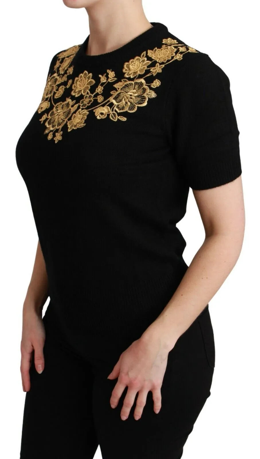 Dolce & Gabbana Women's Elegant Black Cashmere Sweater Top