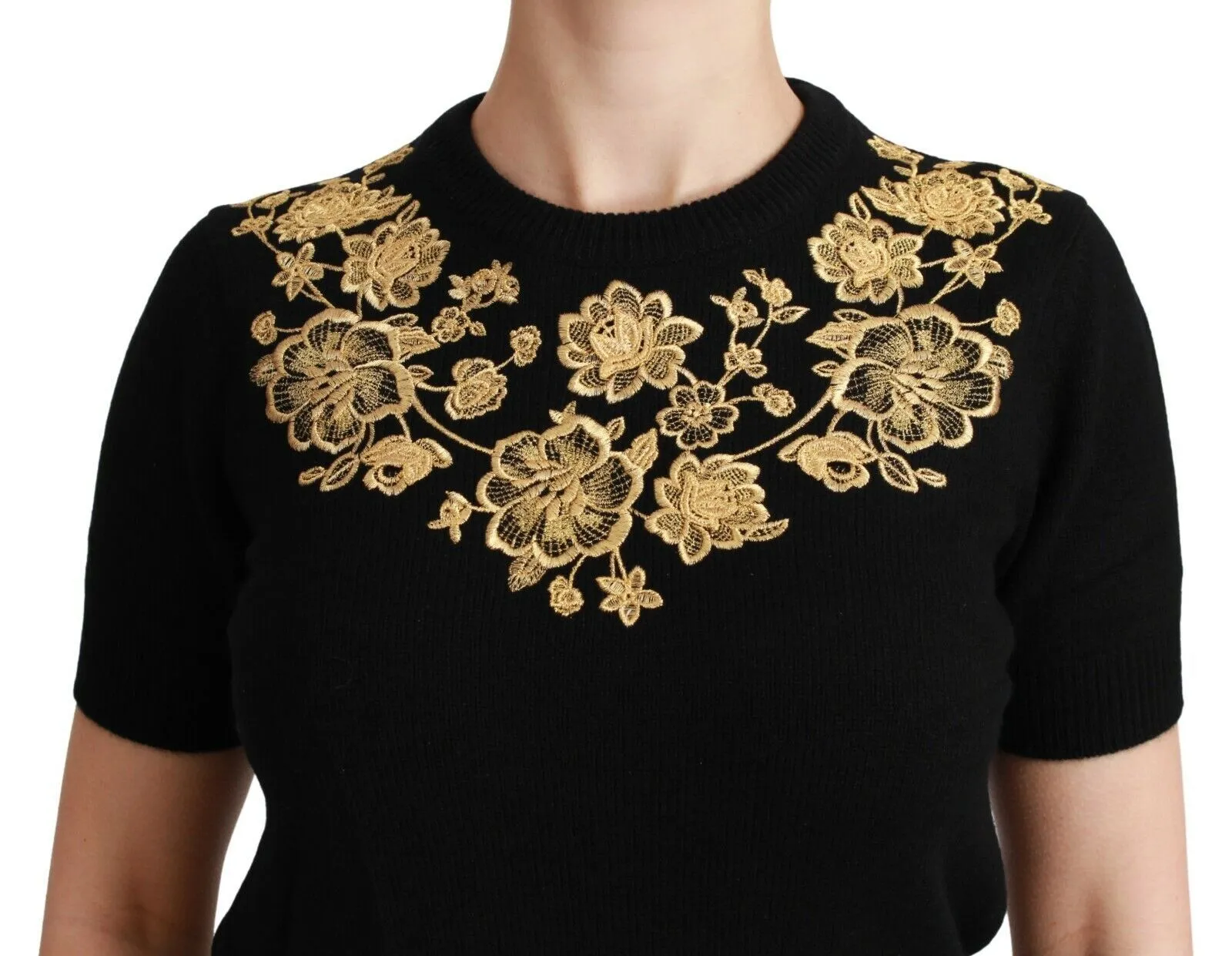 Dolce & Gabbana Women's Elegant Black Cashmere Sweater Top