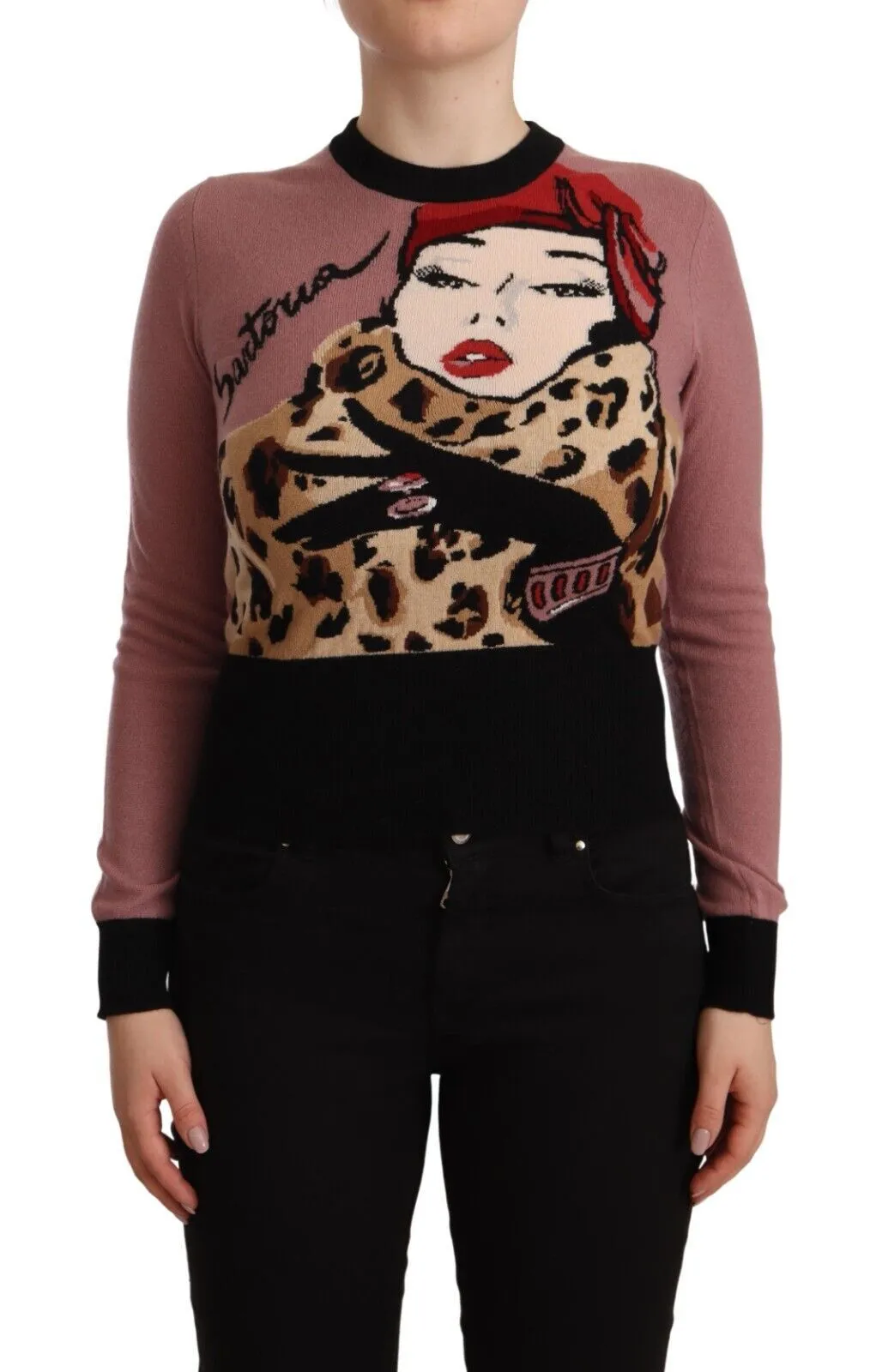 Dolce & Gabbana Women's Elegant Pink Cashmere Crewneck Sweater