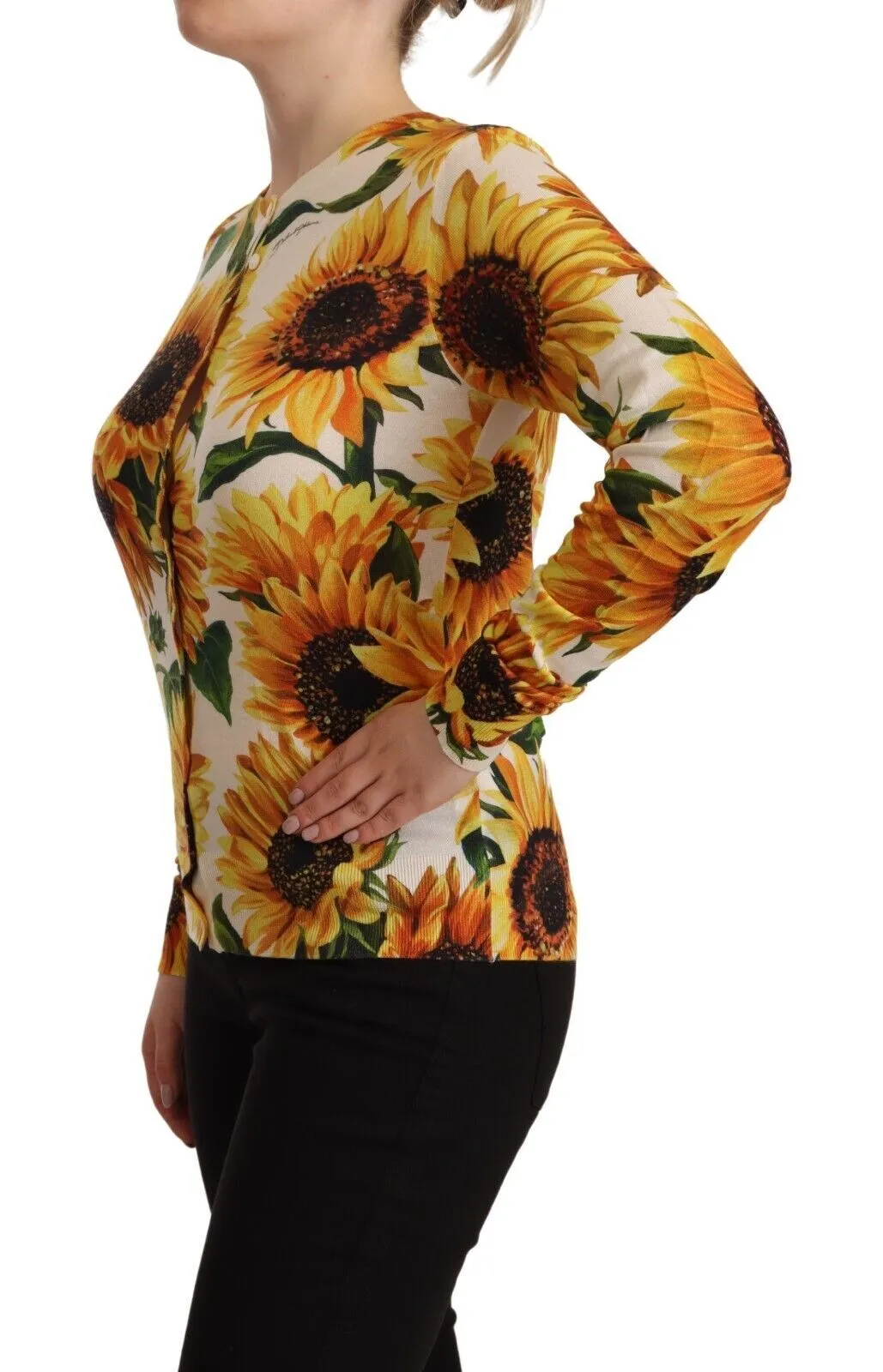 Dolce & Gabbana Women's Sunflower Silk-Cashmere Cardigan Sweater