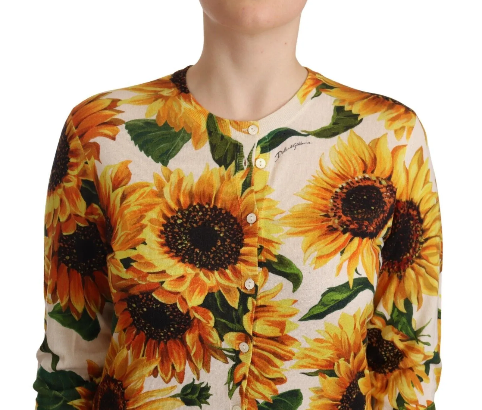 Dolce & Gabbana Women's Sunflower Silk-Cashmere Cardigan Sweater