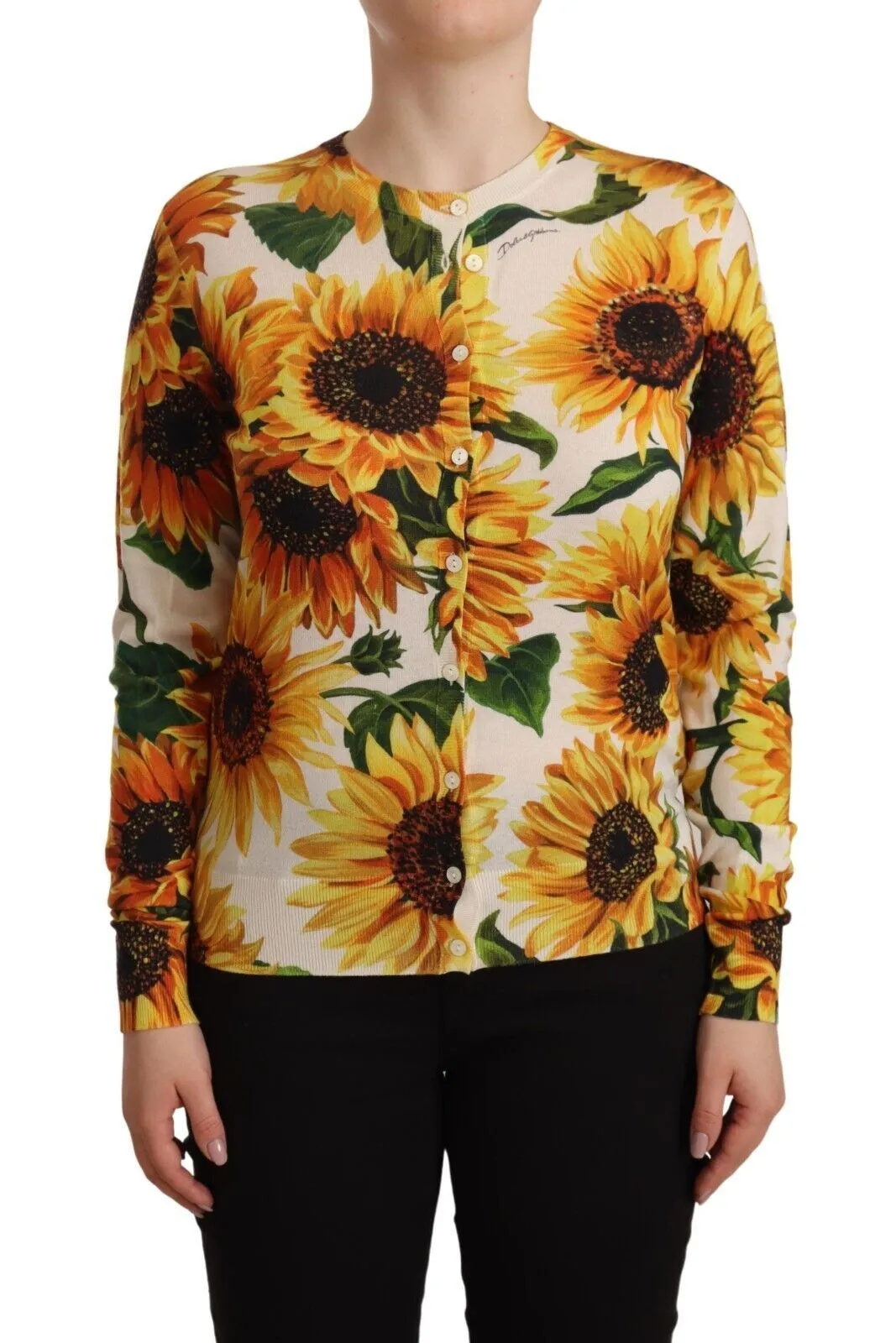 Dolce & Gabbana Women's Sunflower Silk-Cashmere Cardigan Sweater
