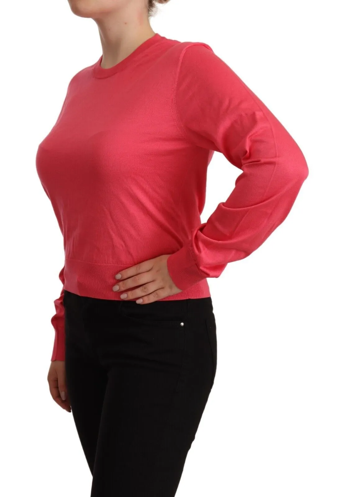 Dolce & Gabbana Women's Elegant Pink Silk Crewneck Sweater