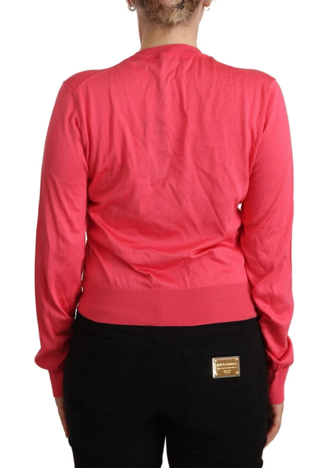 Dolce & Gabbana Women's Elegant Pink Silk Crewneck Sweater