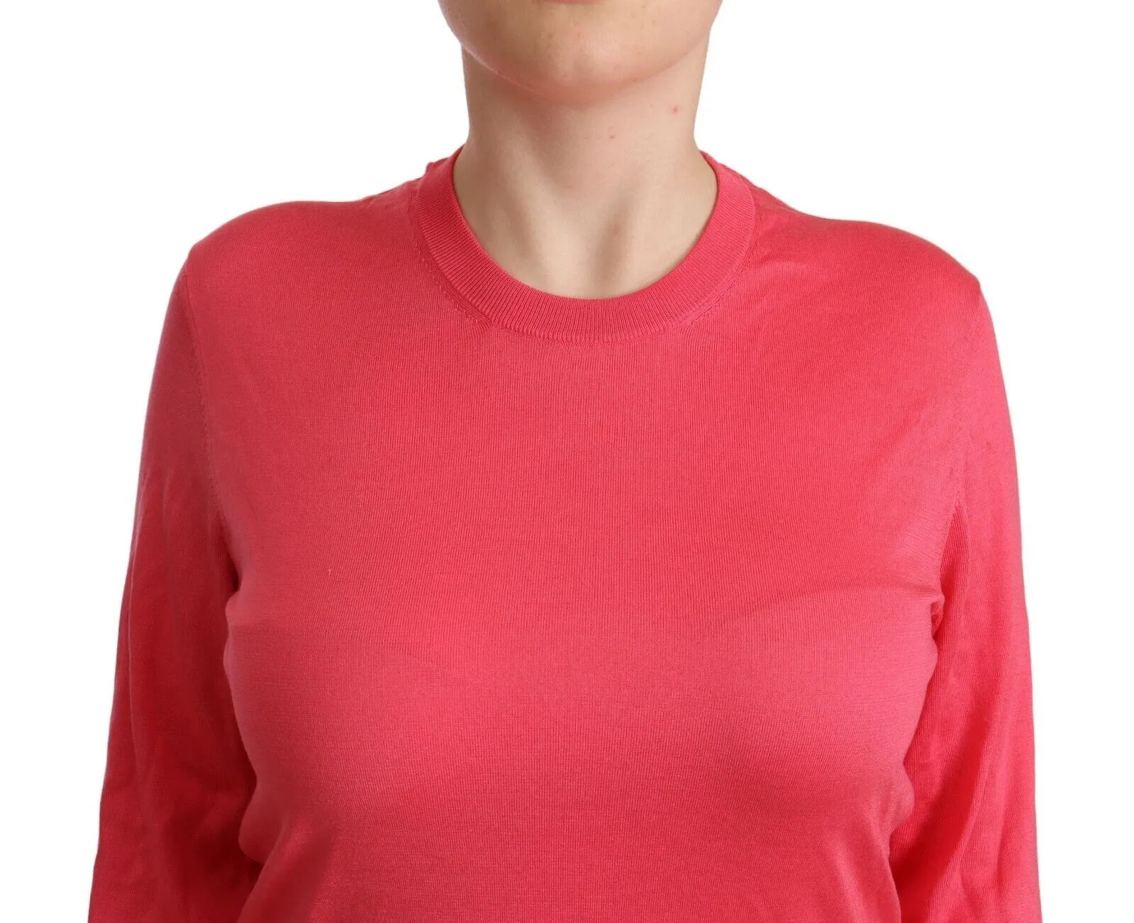Dolce & Gabbana Women's Elegant Pink Silk Crewneck Sweater