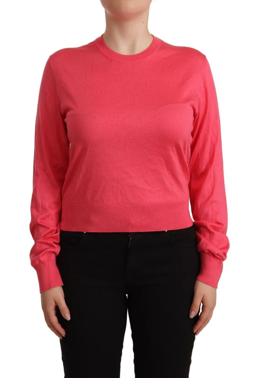 Dolce & Gabbana Women's Elegant Pink Silk Crewneck Sweater