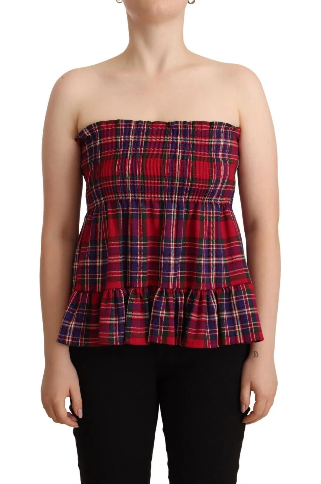 CAMPO DI FRAGOLE Women's Chic Checkered Sleeveless Tank Top