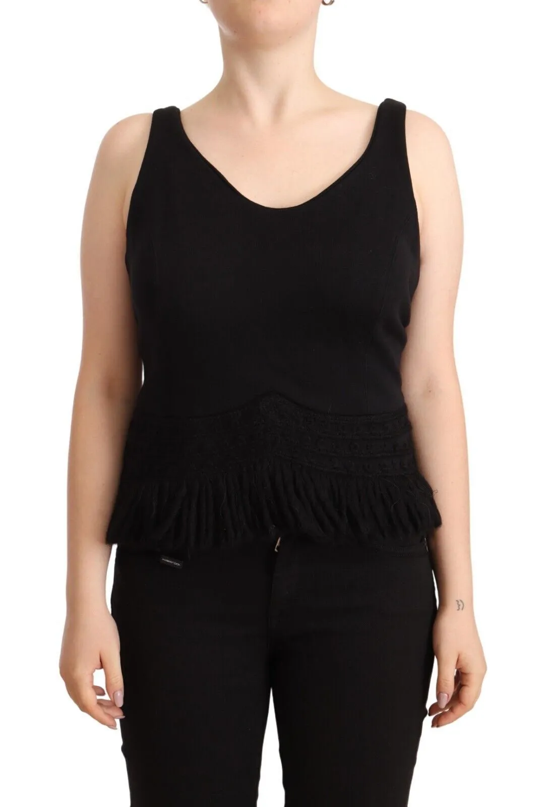 Ermanno Scervino Women's Chic Sleeveless Designer Tank Top in Black
