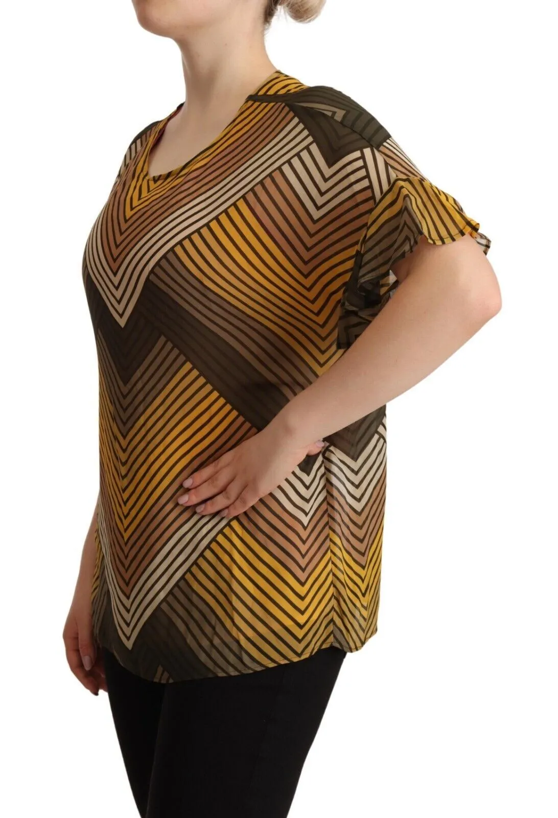 Twinset Women's Chic Multicolor Striped Short Sleeve Blouse