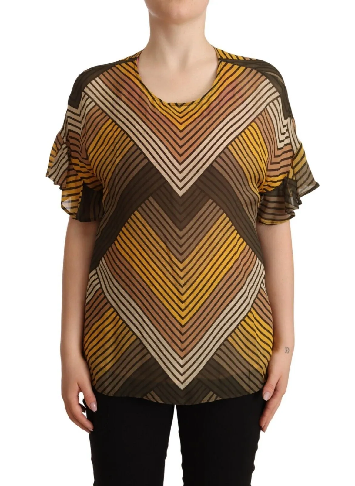 Twinset Women's Chic Multicolor Striped Short Sleeve Blouse