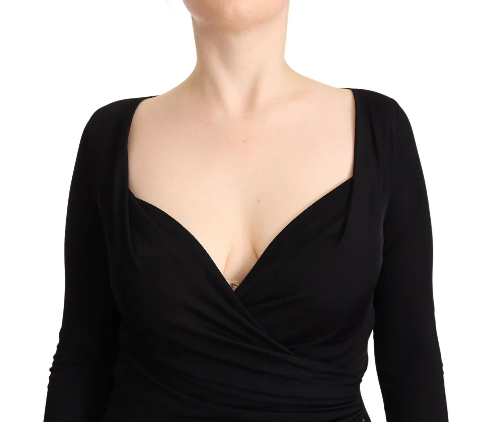 GF Ferre Women's Elegant Black Sheath Dress with Sweetheart Neckline