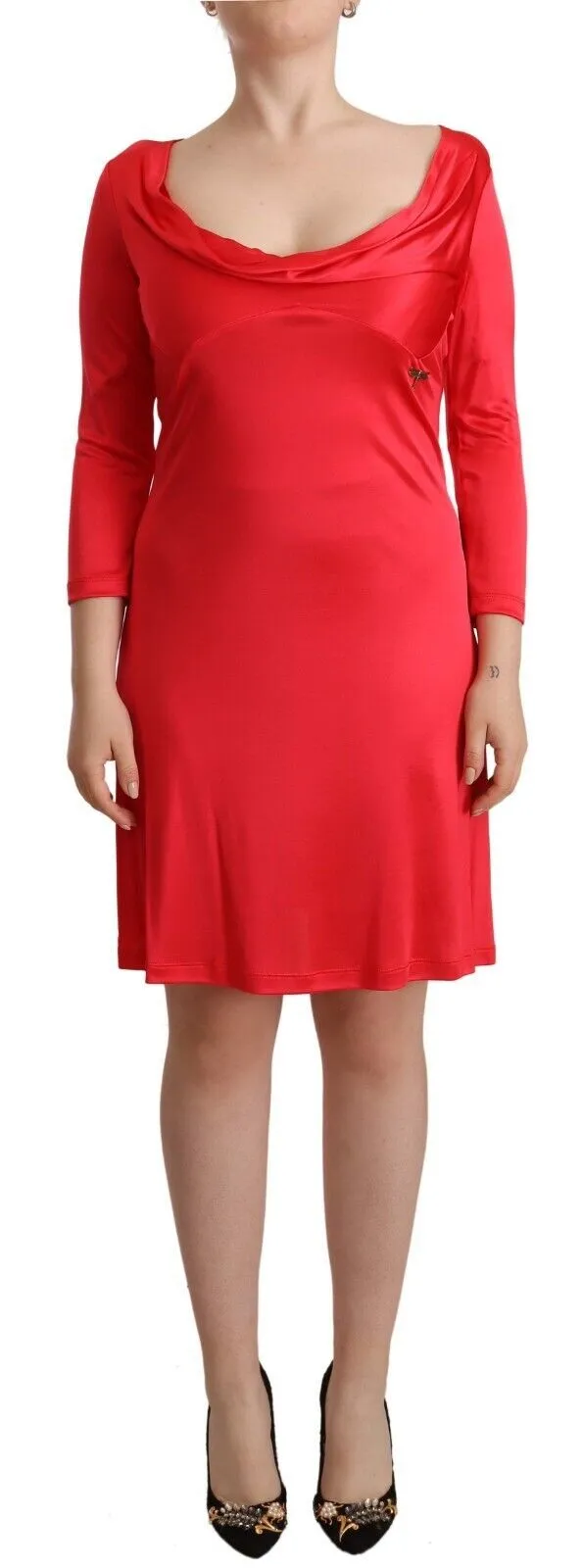 John Galliano Women's Elegant Red Knee-Length Sheath Dress
