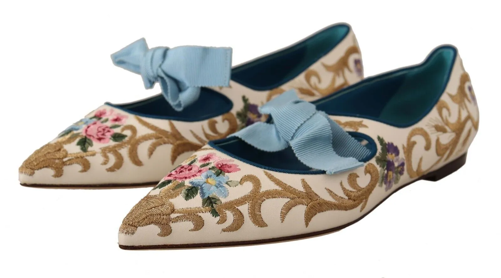 Dolce & Gabbana Women's Chic Floral Embroidered Flat Sandals for Summer