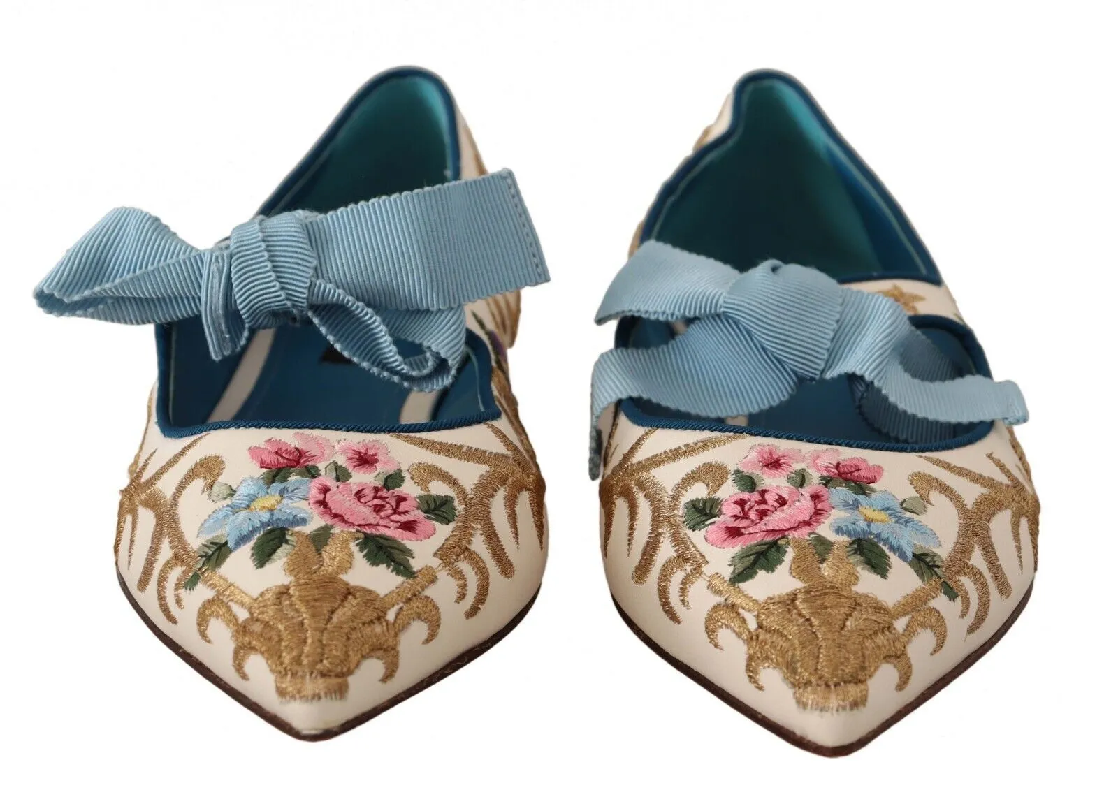 Dolce & Gabbana Women's Chic Floral Embroidered Flat Sandals for Summer