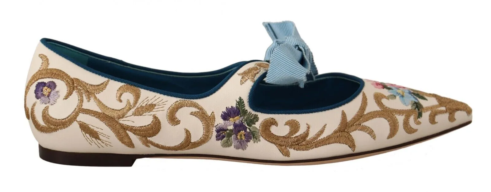 Dolce & Gabbana Women's Chic Floral Embroidered Flat Sandals for Summer