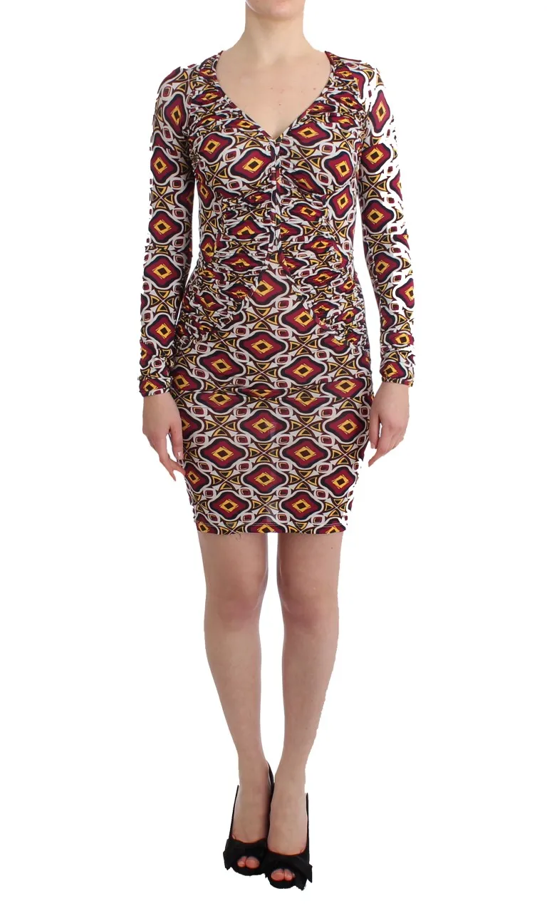 GF Ferre Women's Chic Multicolor Cocktail V-Neck Dress