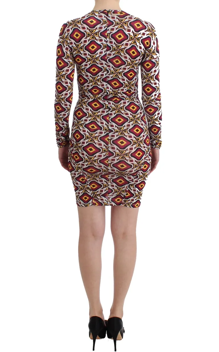 GF Ferre Women's Chic Multicolor Cocktail V-Neck Dress