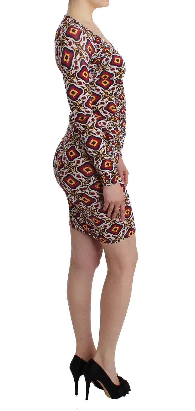 GF Ferre Women's Chic Multicolor Cocktail V-Neck Dress
