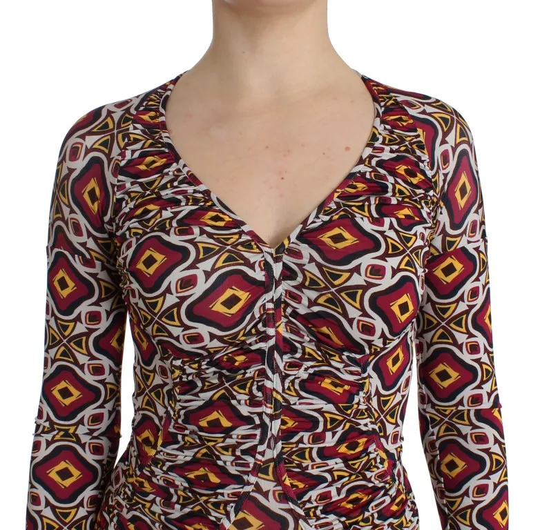 GF Ferre Women's Chic Multicolor Cocktail V-Neck Dress