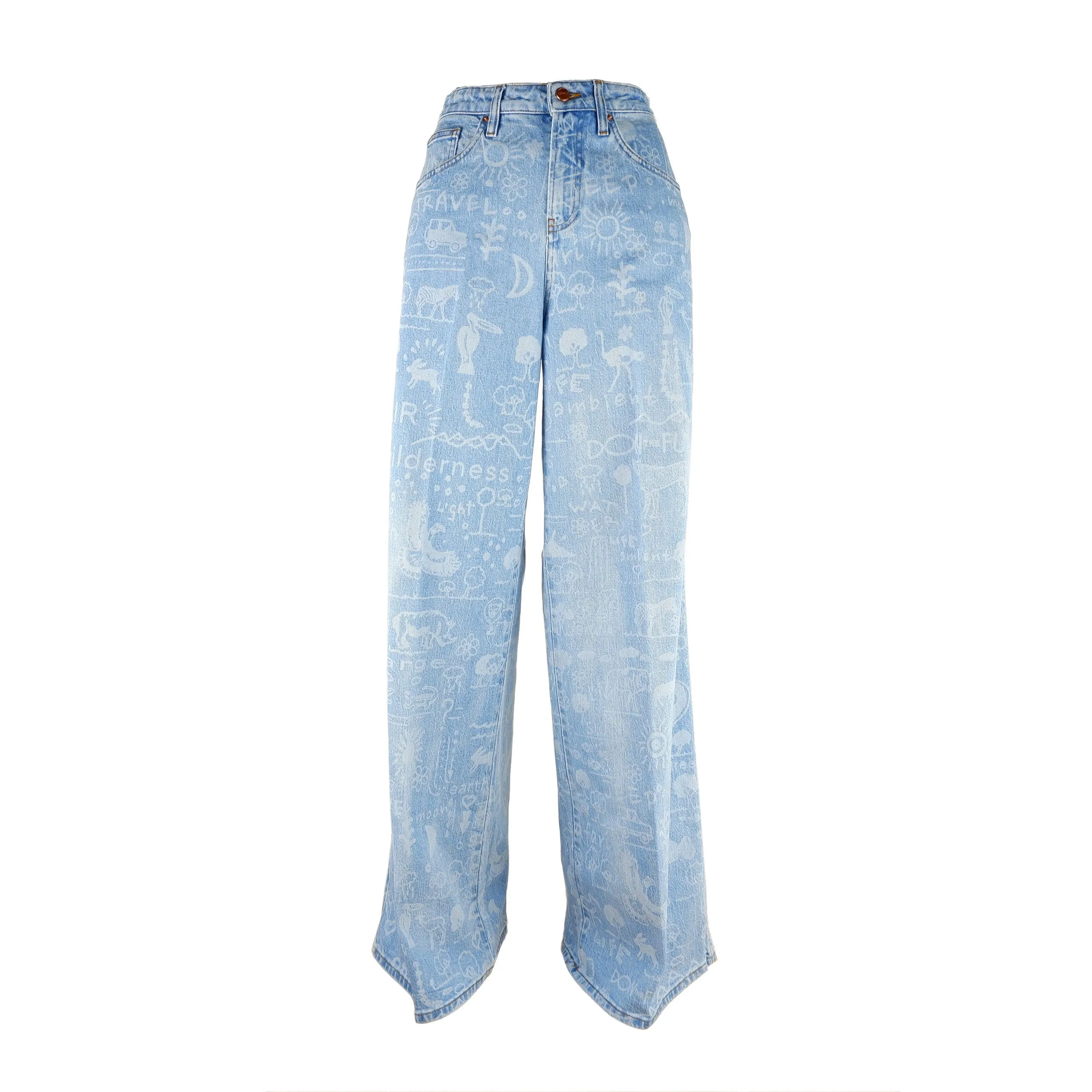 Don The Fuller Women's Chic Wide Leg Printed Jeans