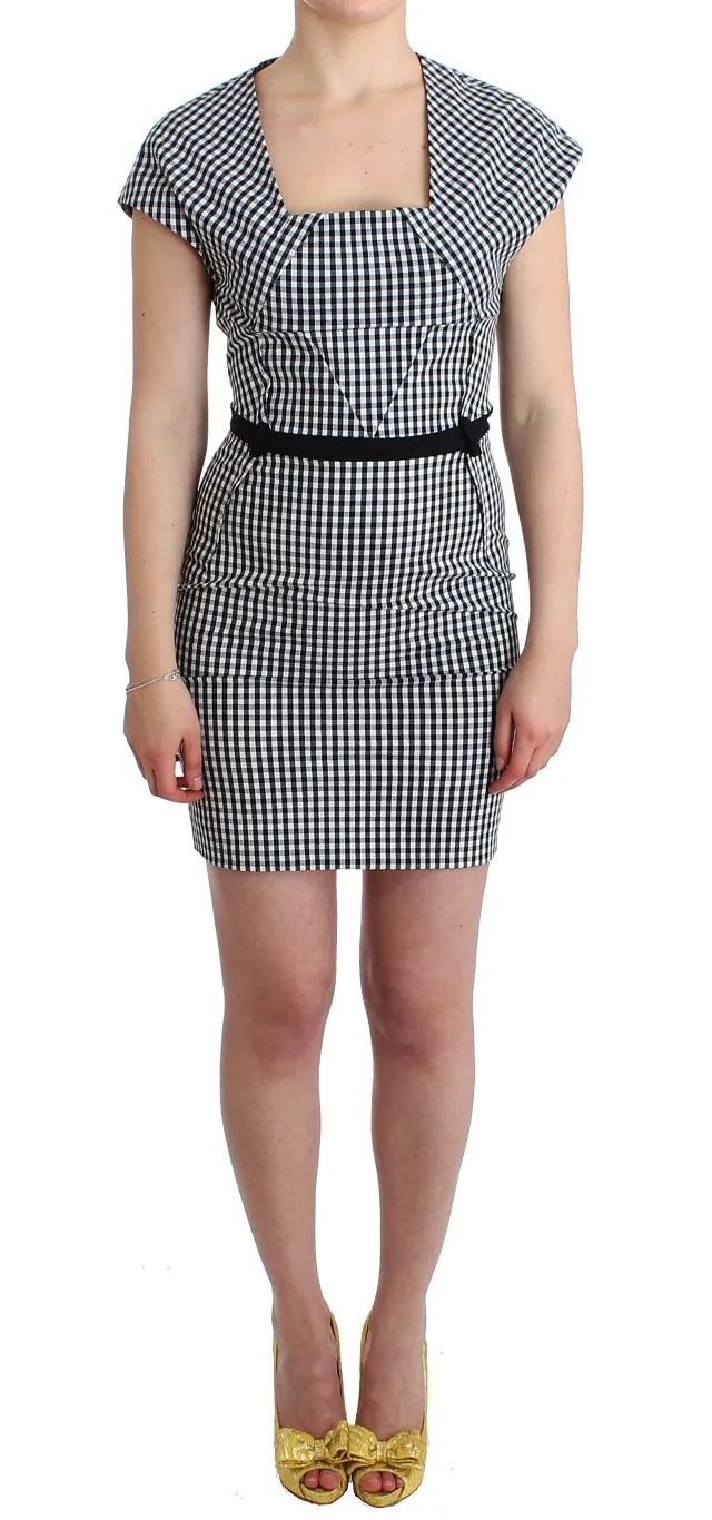 GF Ferre Women's Chic Monochrome Sheath Dress with Belted Waistline