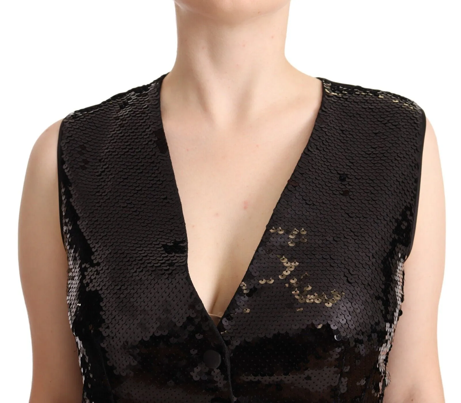 Dolce & Gabbana Women's Elegant Black Sequined Sleeveless Vest Top