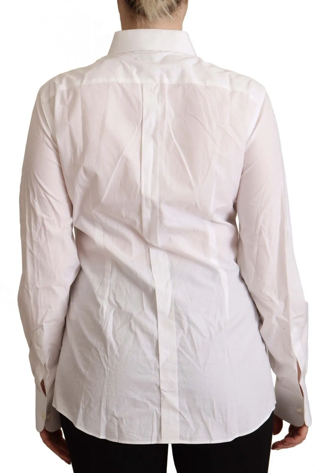 Dolce & Gabbana Women's Elegant White Cotton Collared Top