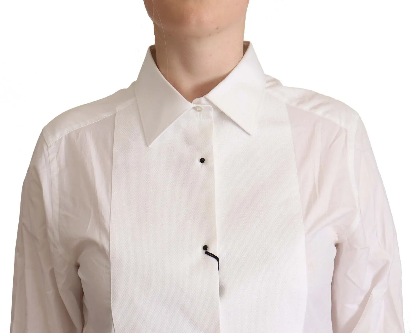 Dolce & Gabbana Women's Elegant White Cotton Collared Top