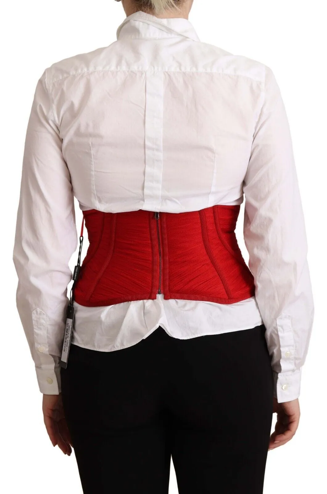 Dolce & Gabbana Women's Elegant Red Silk Corset Belt Top
