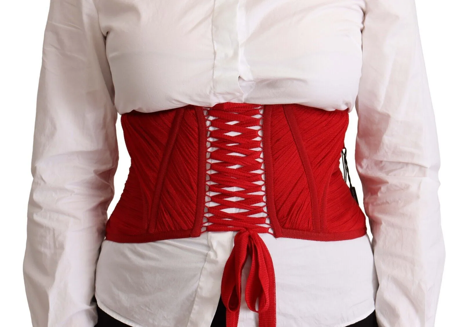 Dolce & Gabbana Women's Elegant Red Silk Corset Belt Top